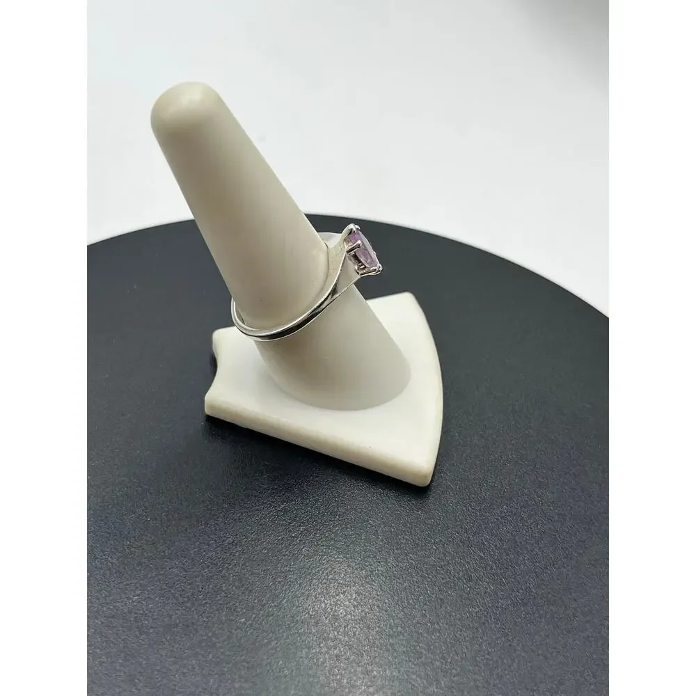 925 Sterling‎ Silver Marquise Prong Amethyst February Estate Signed Ring 8.75